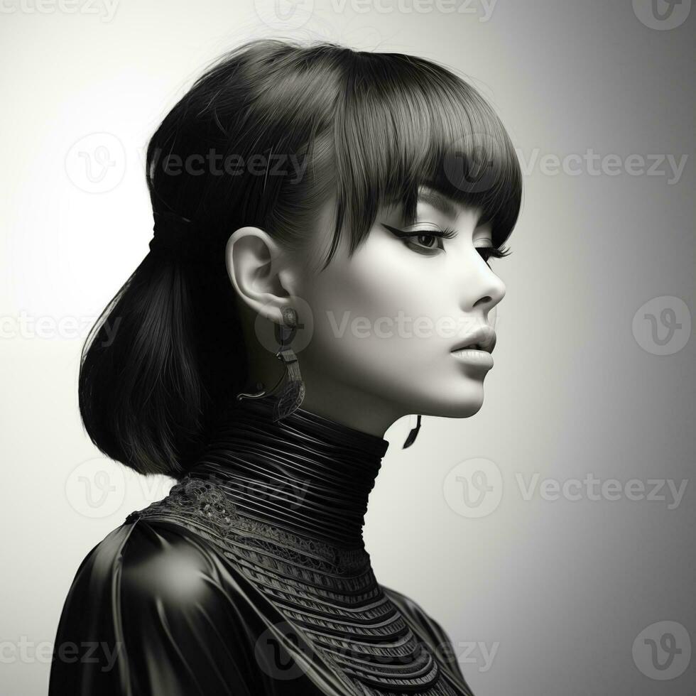 Illustration of a haircut fashion portrait, AI Generated photo