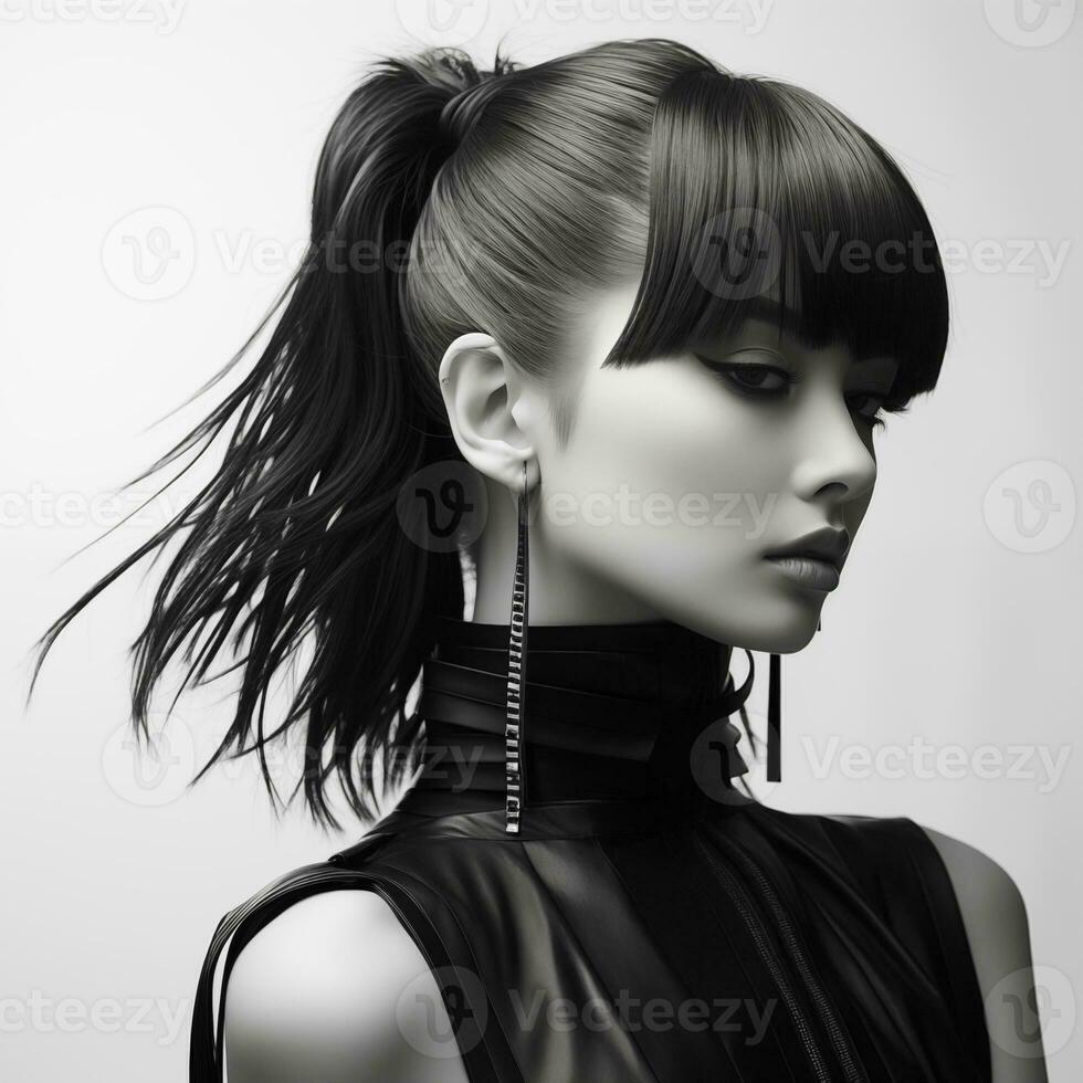 Illustration of a haircut fashion portrait, AI Generated photo