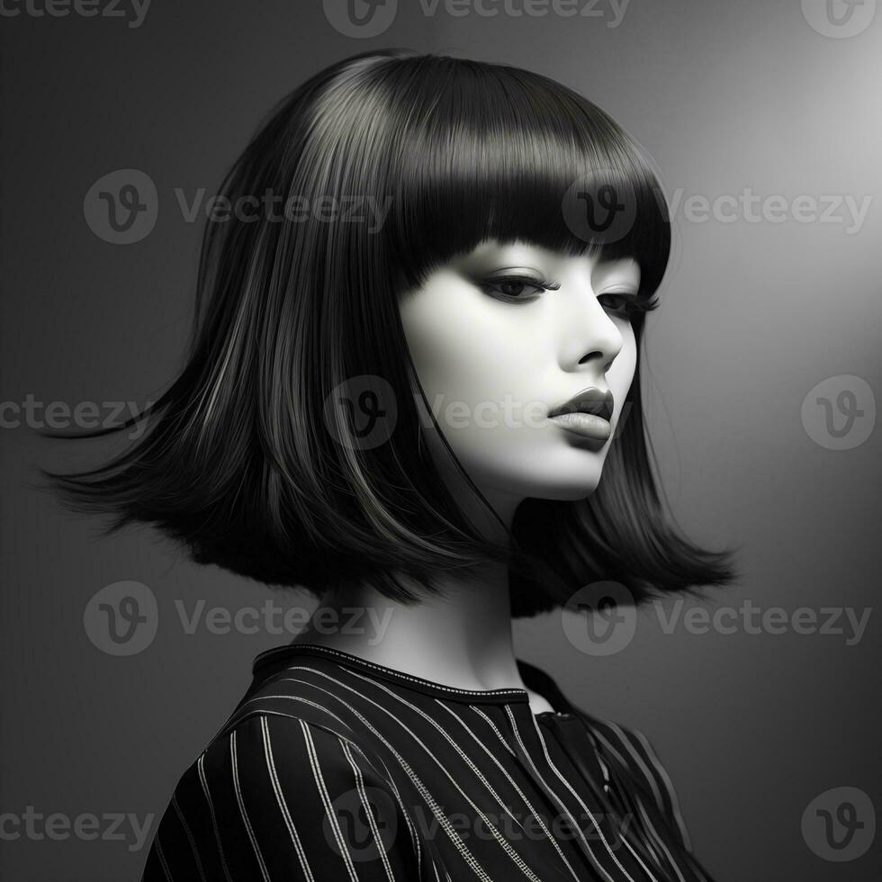 Illustration of a haircut fashion portrait, AI Generated photo