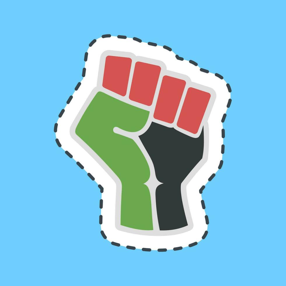 Cutting line sticker raised hand with clenched. Palestine elements. Good for prints, posters, logo, infographics, etc. vector