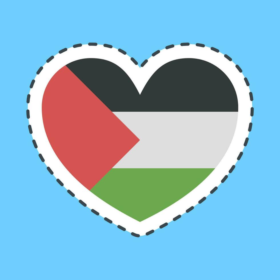 Cutting line sticker heart shape palestine flag. Palestine elements. Good for prints, posters, logo, infographics, etc. vector