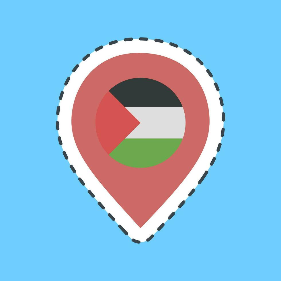 Cutting line sticker palestine pin location. Palestine elements. Good for prints, posters, logo, infographics, etc. vector