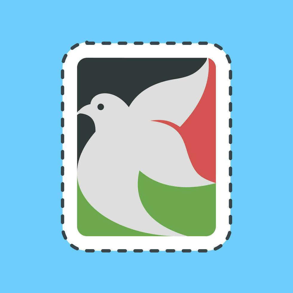 Cutting line sticker dove in a rectangle. Palestine elements. Good for prints, posters, logo, infographics, etc. vector