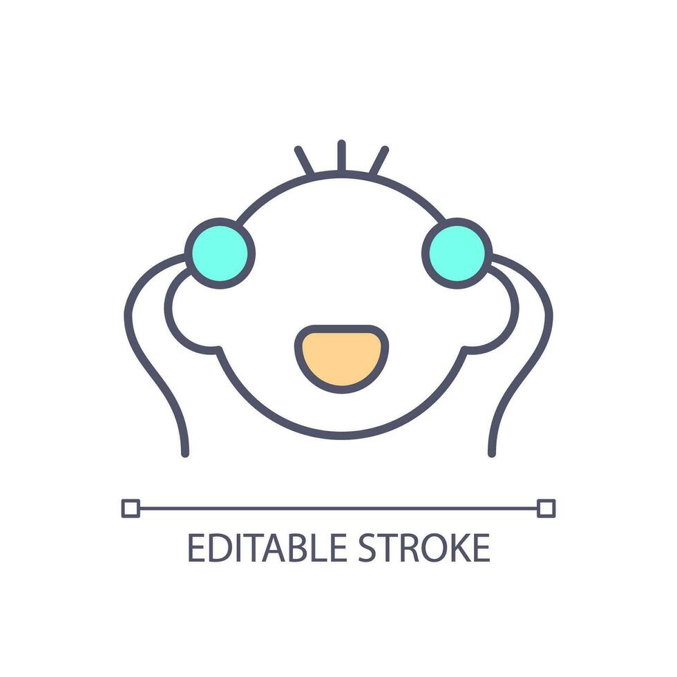 Electroencephalogram RGB color icon. Child healthcare. Brain monitoring. Diagnostic test. Medical procedure. Check up. Isolated vector illustration. Simple filled line drawing. Editable stroke