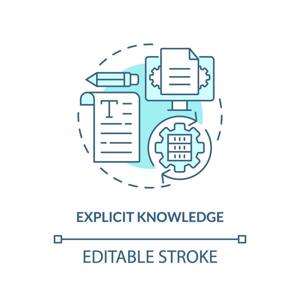 2D editable explicit knowledge thin line blue icon concept, isolated vector, monochromatic illustration representing knowledge management. vector