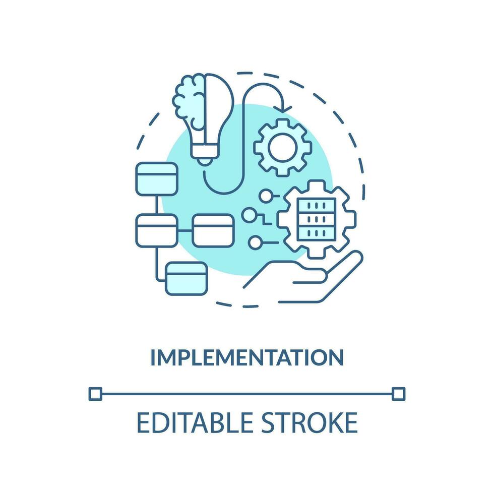 2D editable implementation thin line blue icon concept, isolated vector, monochromatic illustration representing knowledge management. vector