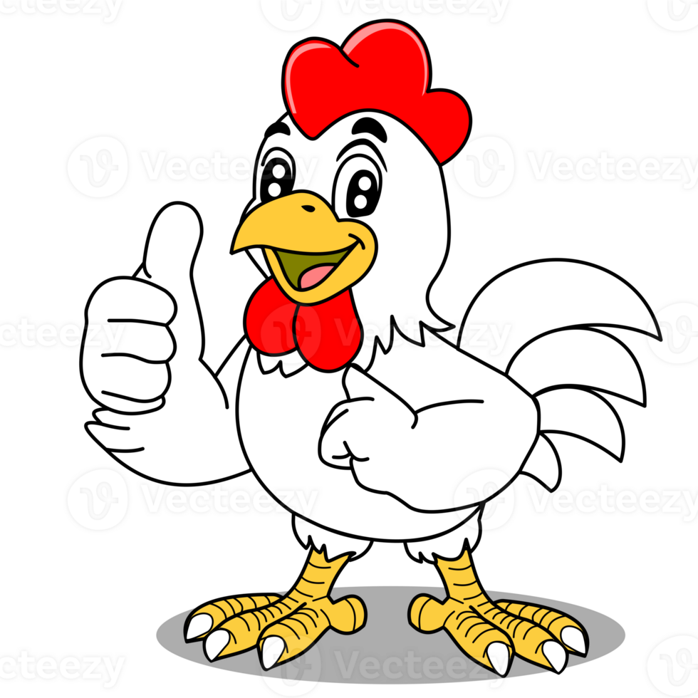 Chicken Logo Cartoon Character. A funny Cartoon Rooster chicken giving a thumbs up png