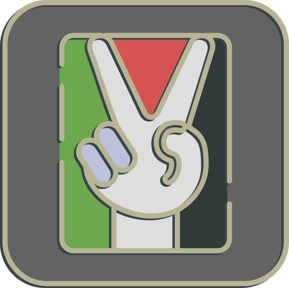 Icon fingers peaceful gesture. Palestine elements. Icons in embossed style. Good for prints, posters, logo, infographics, etc. vector