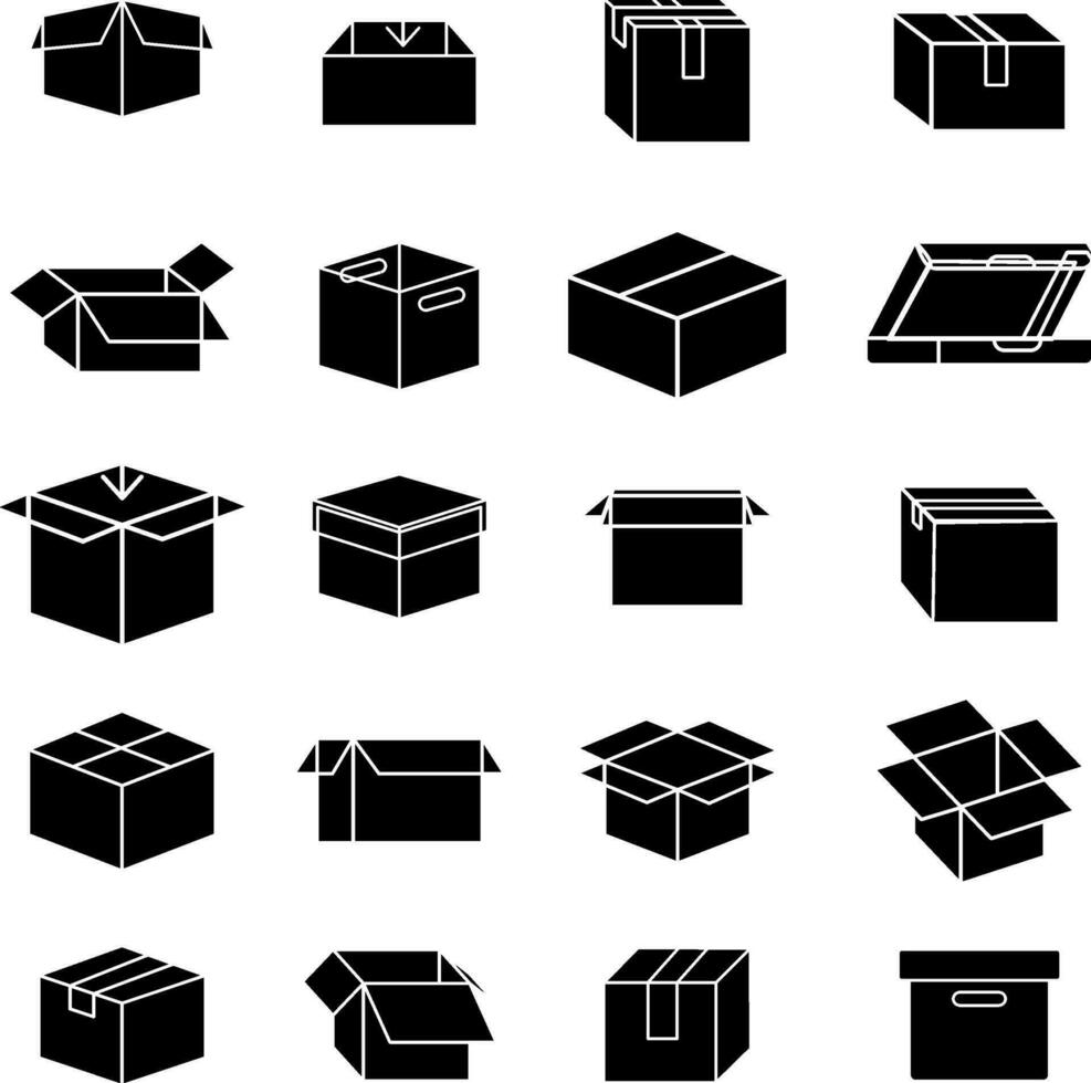 variedad de caja silueta conjunto vector