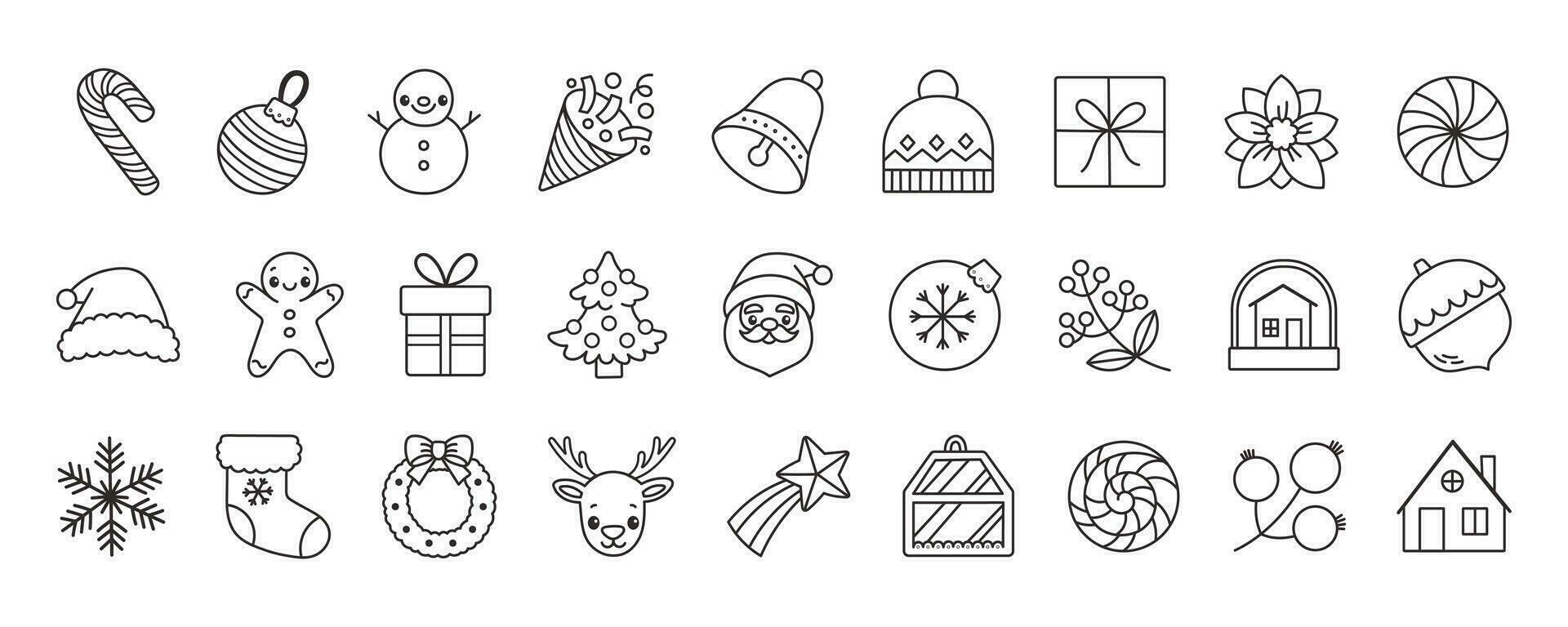 New year icon set many design elements. Vector illustrations.
