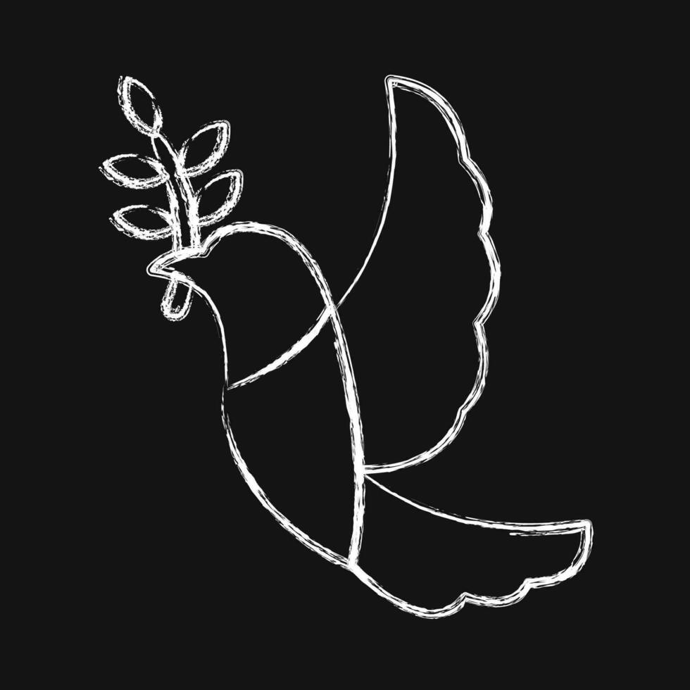 Icon a dove carrying an olive branch. Palestine elements. Icons in chalk style. Good for prints, posters, logo, infographics, etc. vector