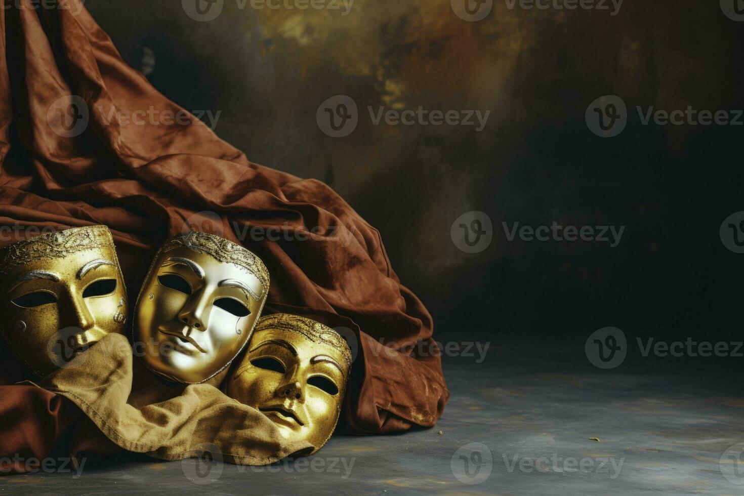 Drama therapy actors expressing emotions stage background with empty space for text photo