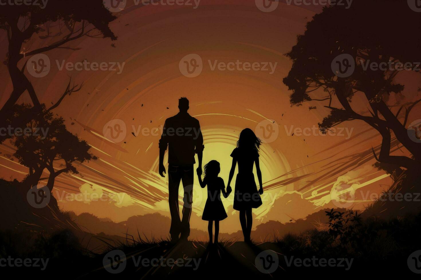 A family forming a strong bond isolated on a warm gradient background photo