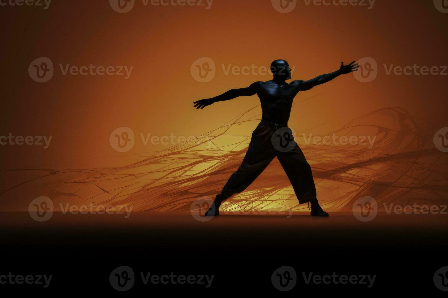 A dancer expressing emotions through movement isolated on a vibrant gradient background photo