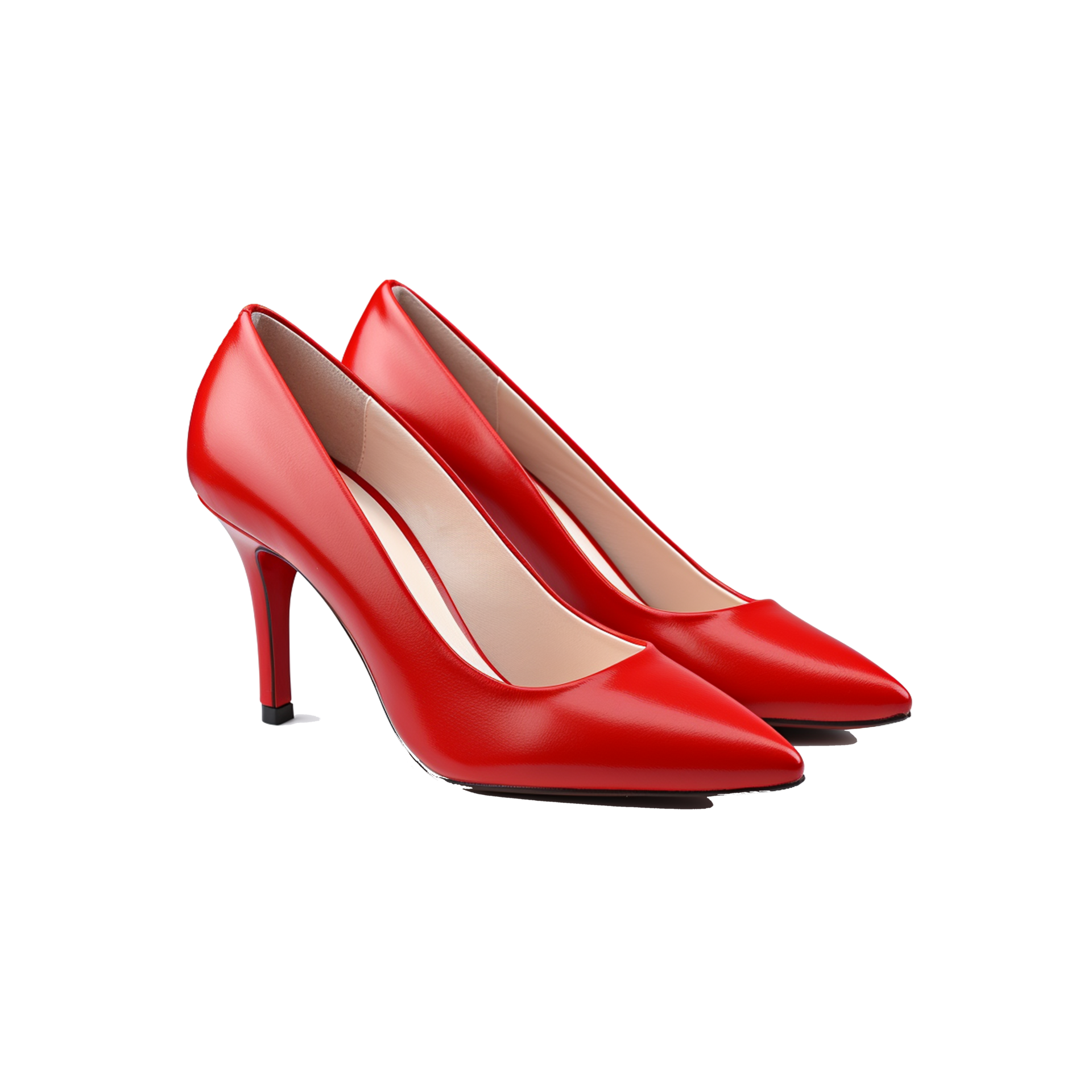 Red high heel women shoes isolated Set of red heels shoes generative ai