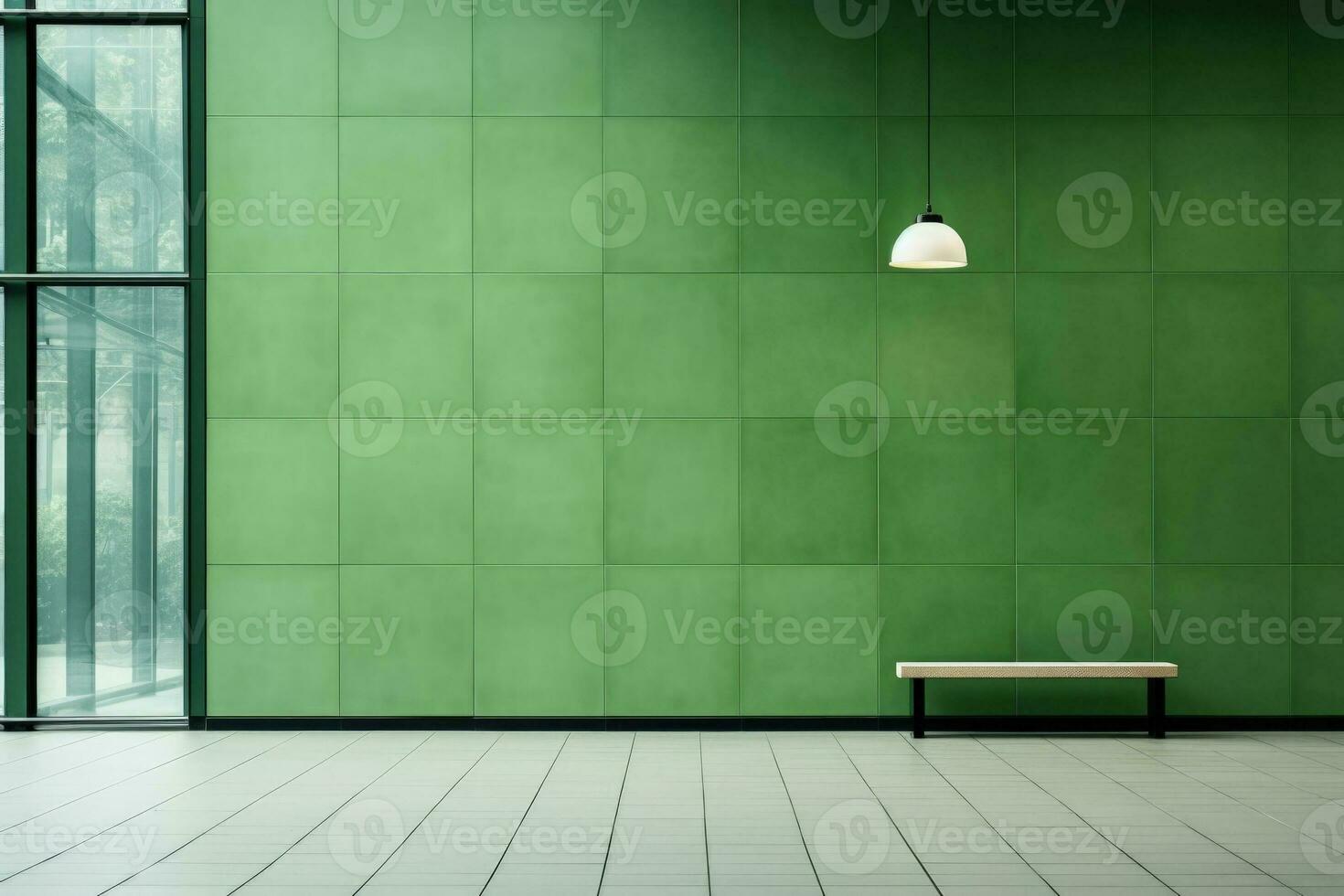 Modern green design building facade background with empty space for text photo