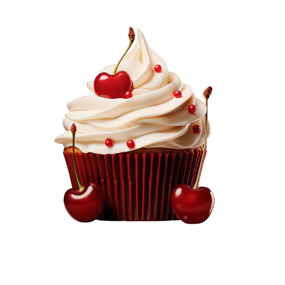 Cupcake With Cherry On Top Generated Ai 34226040 PNG