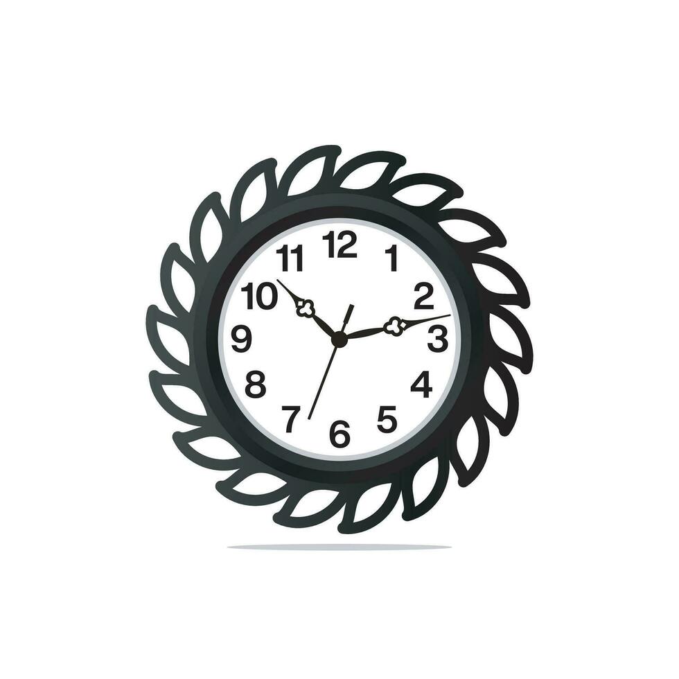 Round clock face showing ten midnight isolated on white background. vector illustration