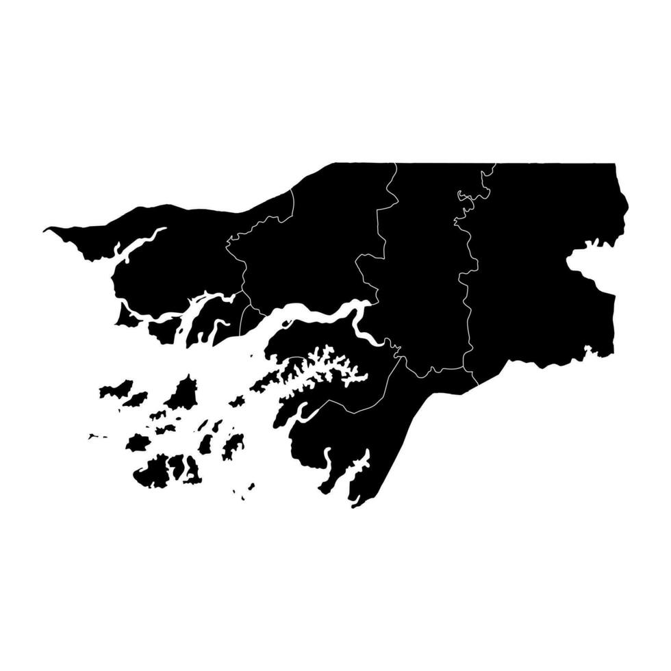 Guinea Bissau map with administrative divisions. Vector illustration.