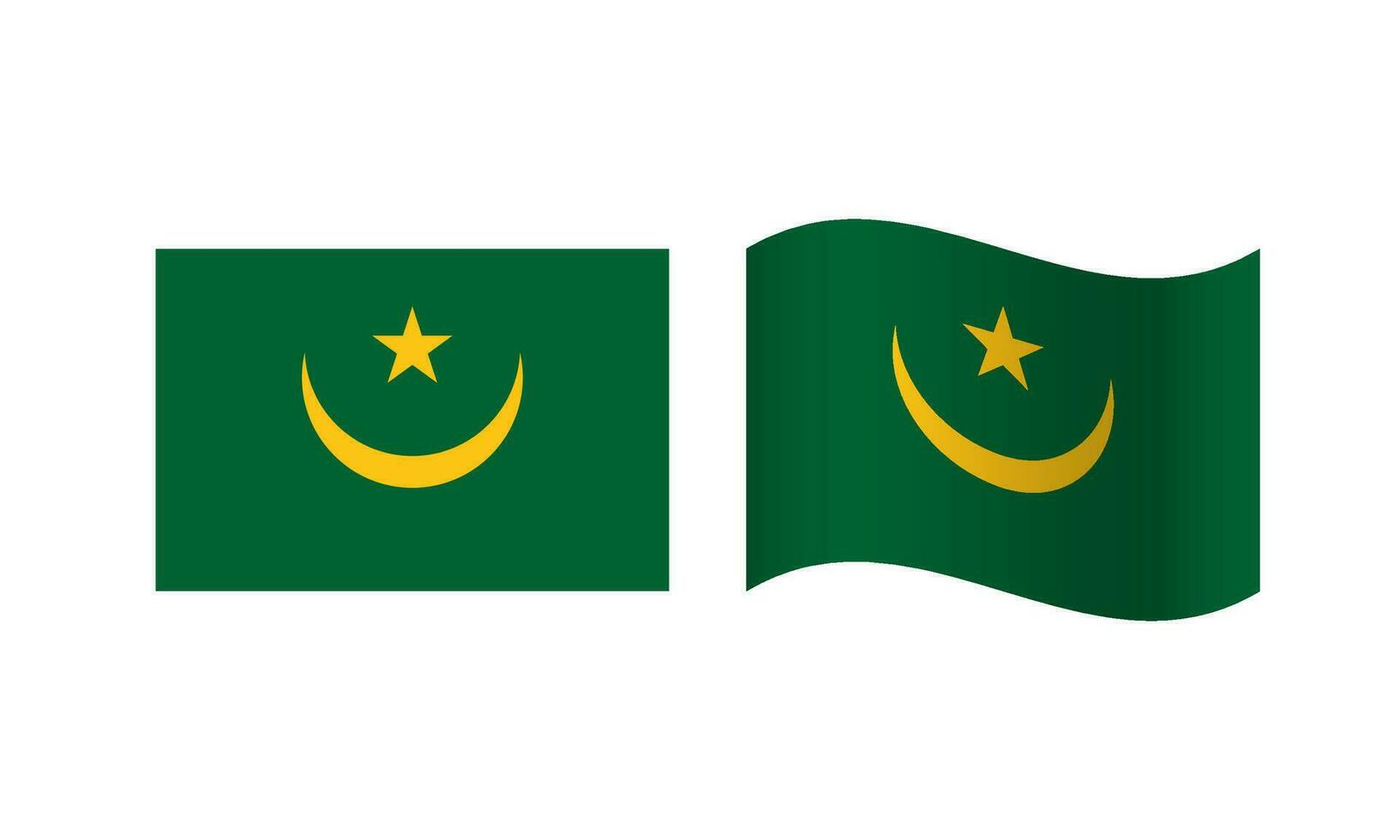 Rectangle and Wave Mauritania Flag Illustration vector