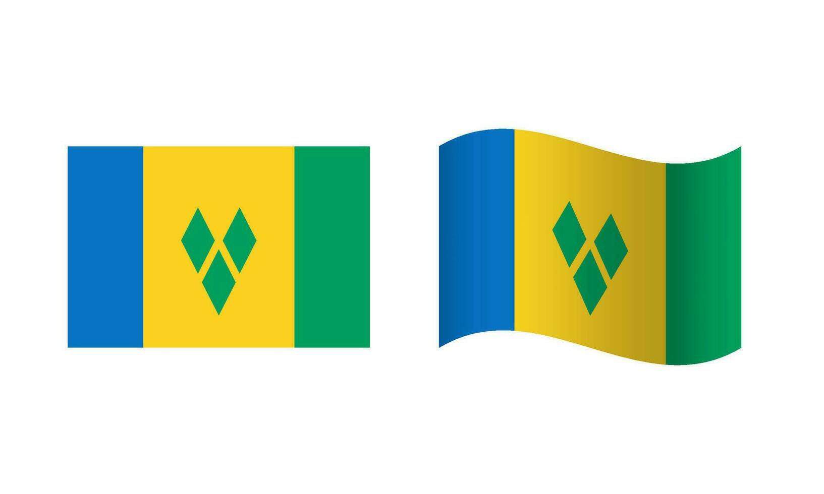 Rectangle and Wave Saint Vincent and the Grenadines Flag Illustration vector