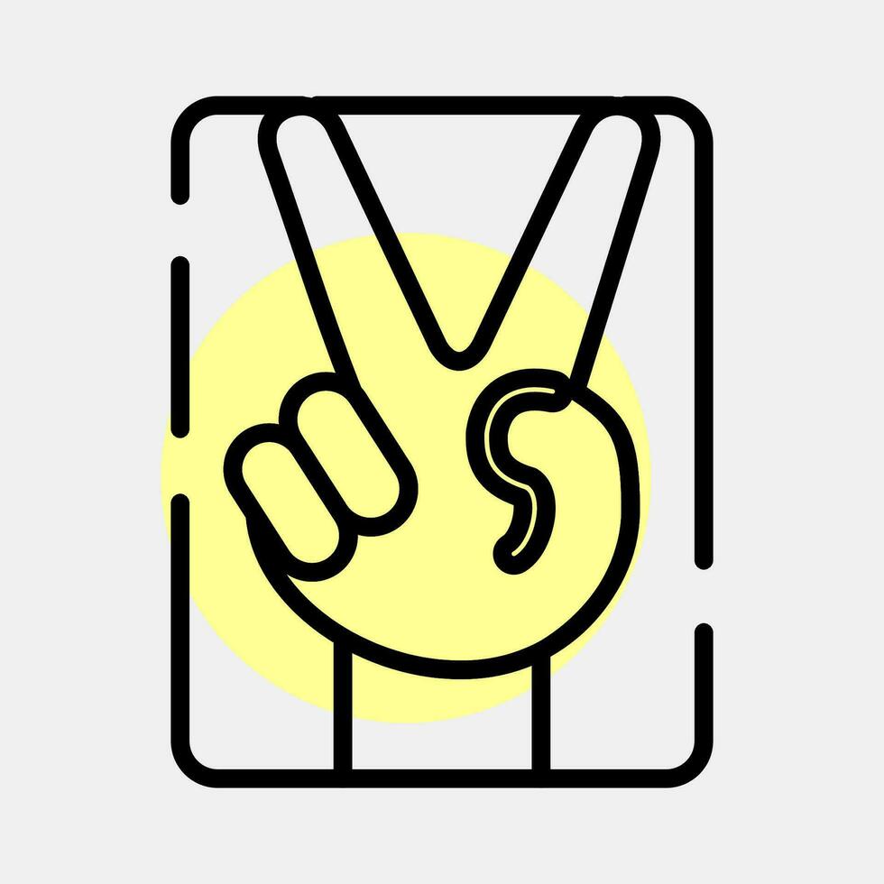 Icon fingers peaceful gesture. Palestine elements. Icons in color spot style. Good for prints, posters, logo, infographics, etc. vector
