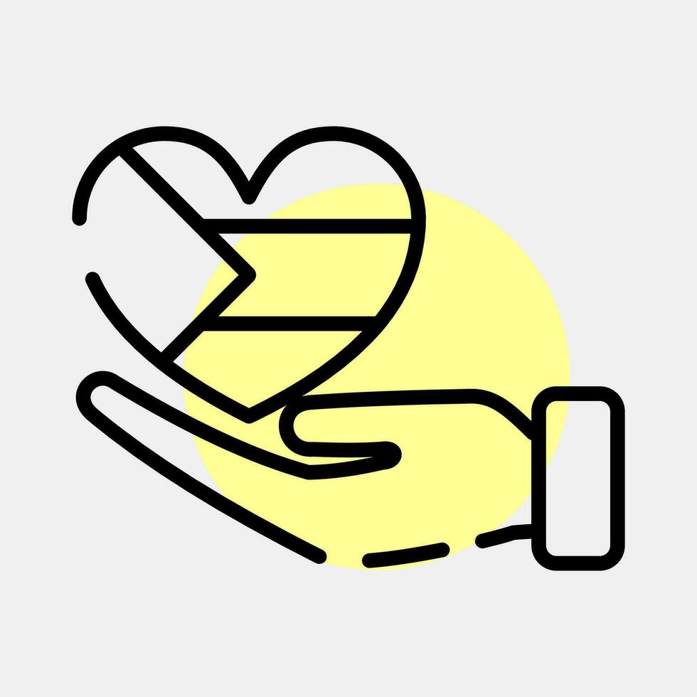 Icon hand and heart. Palestine elements. Icons in color spot style. Good for prints, posters, logo, infographics, etc. vector
