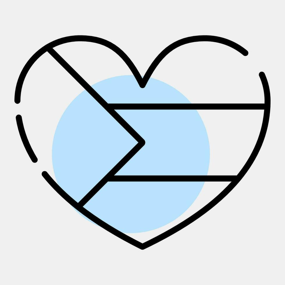 Icon heart shape palestine flag. Palestine elements. Icons in color spot style. Good for prints, posters, logo, infographics, etc. vector