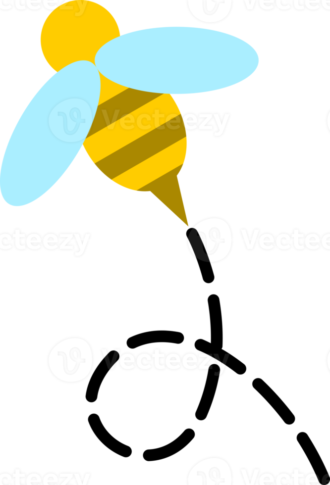 yellow bee flying doodle icon png