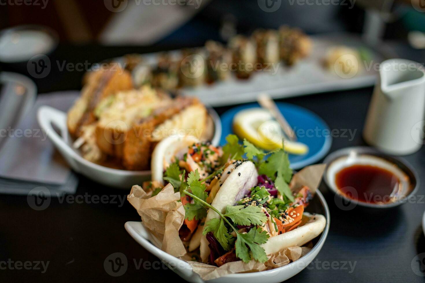 Tasty appetizer on the table in a restaurant, selective focus photo