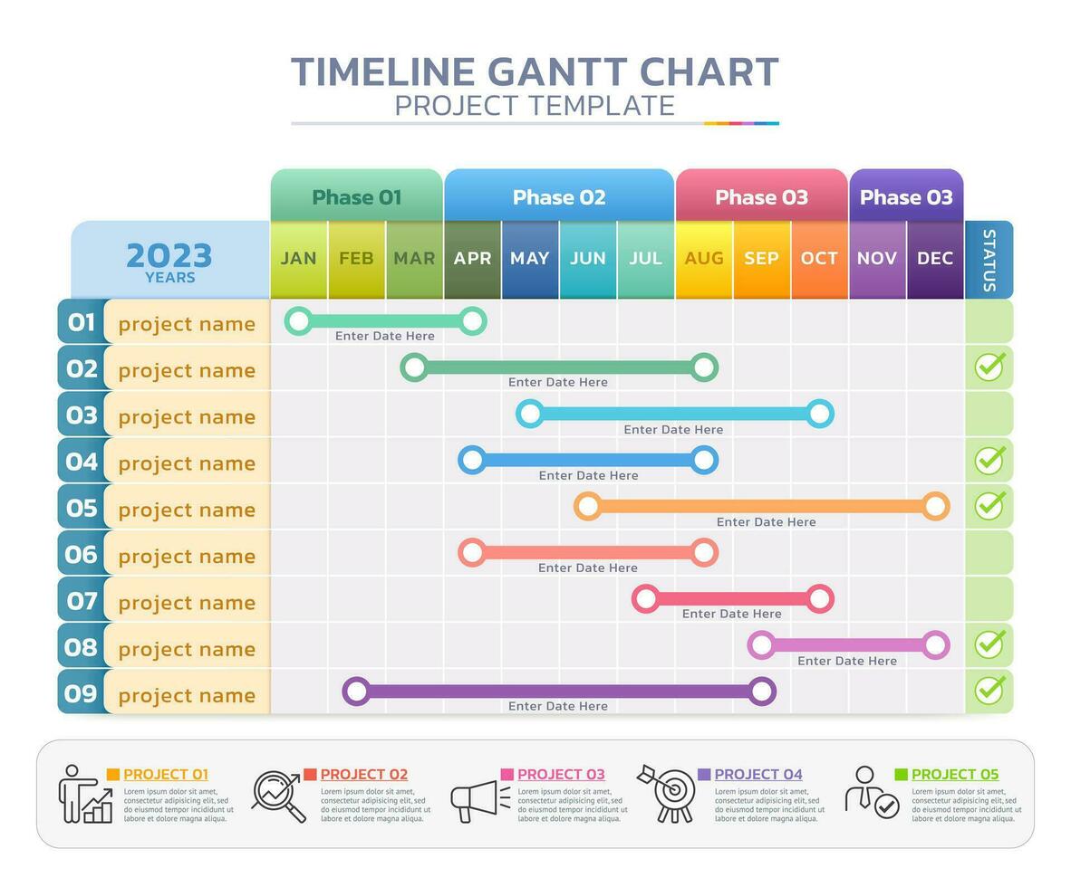 timeline gantt chart infographic template background vector