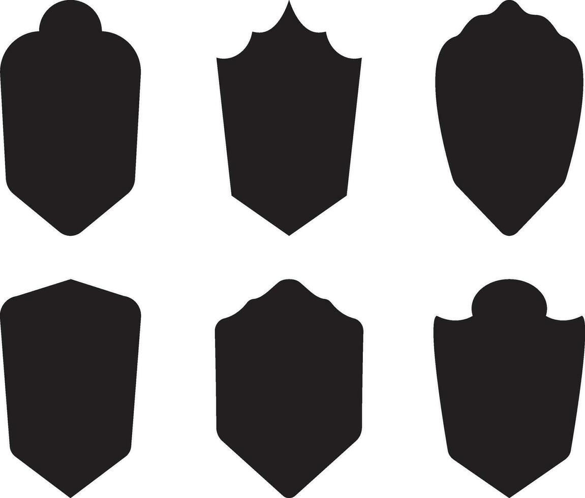 Set of flat shields. Black color. Vector. vector