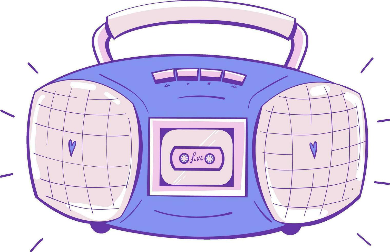 Retro audio portable stereo boombox 90s .Vector illustration. vector