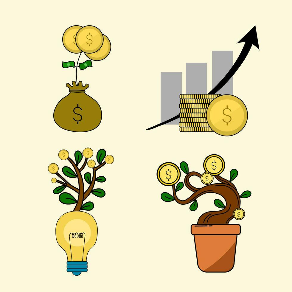 financial investment bank deposit profit finance manage money in cartoon style for graphic designer vector illustration
