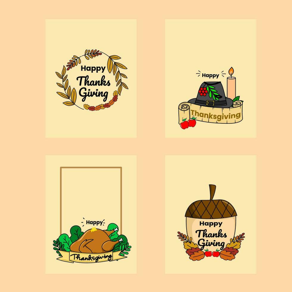Happy thanksgiving day card in hand drawn style vector