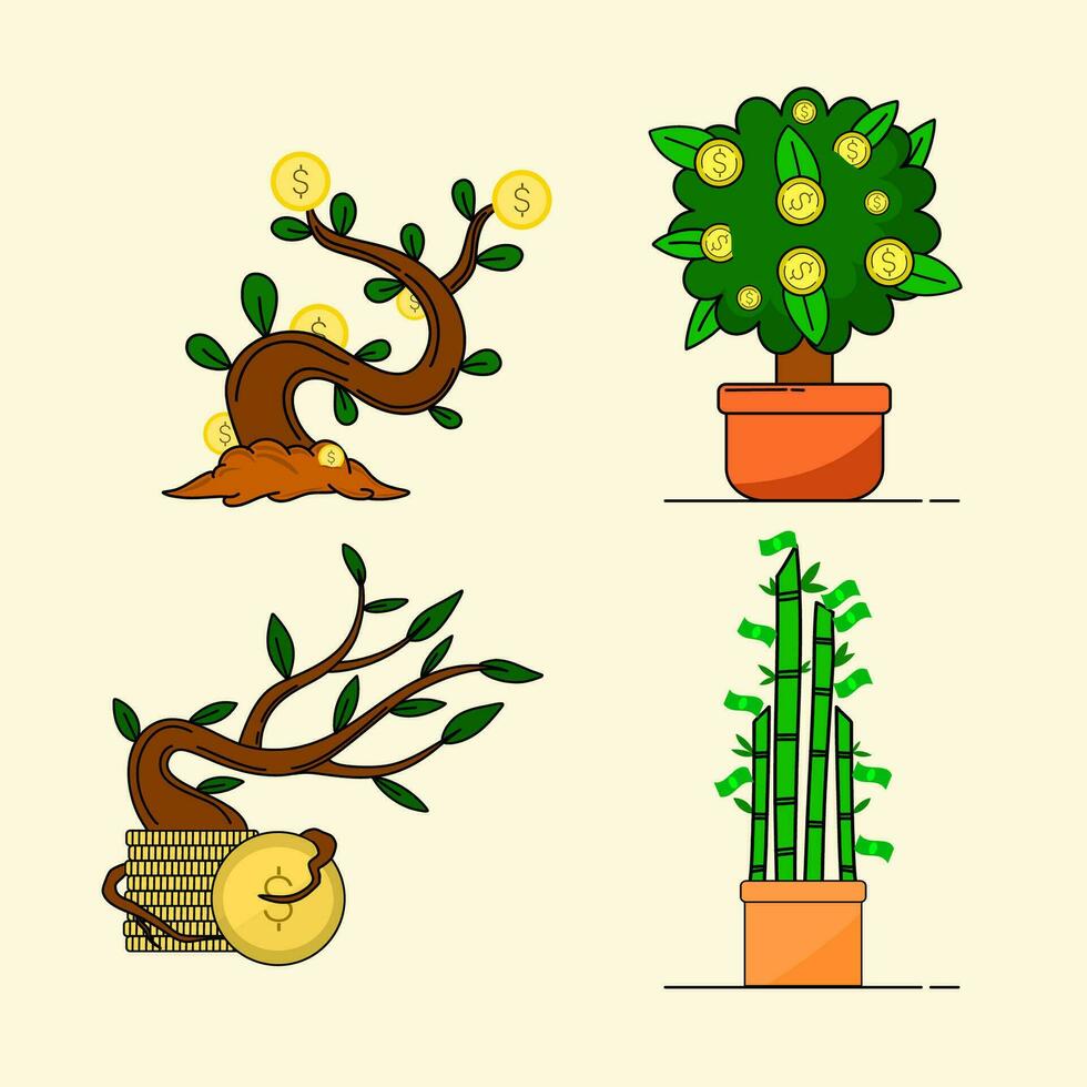 financial investment bank deposit profit finance manage money in cartoon style for graphic designer vector illustration