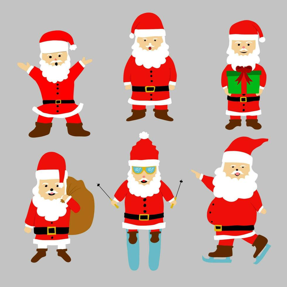 Papa Noel claus colocar, Papa Noel claus personaje colección en plano diseño vector