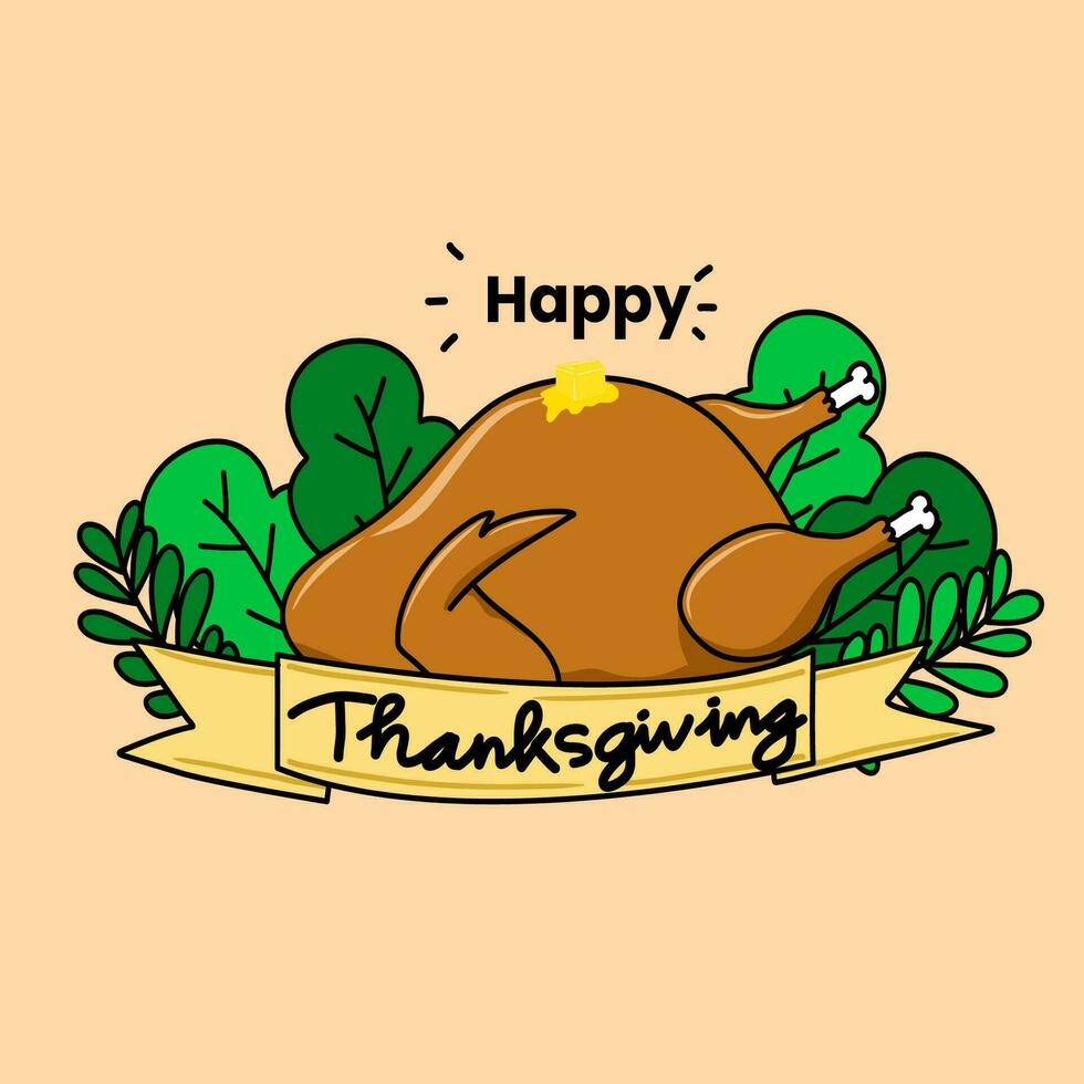 Happy thanksgiving day card in hand drawn style vector