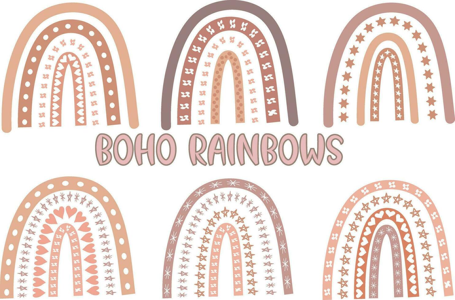 Trendy Boho Rainbows Watercolor Vector, Baby Rainbow Vector Illustrations, Free Download.