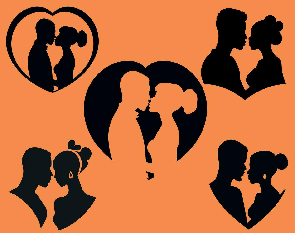 Couple silhouette vector, Romantic Couple Vector,  Free Download. vector