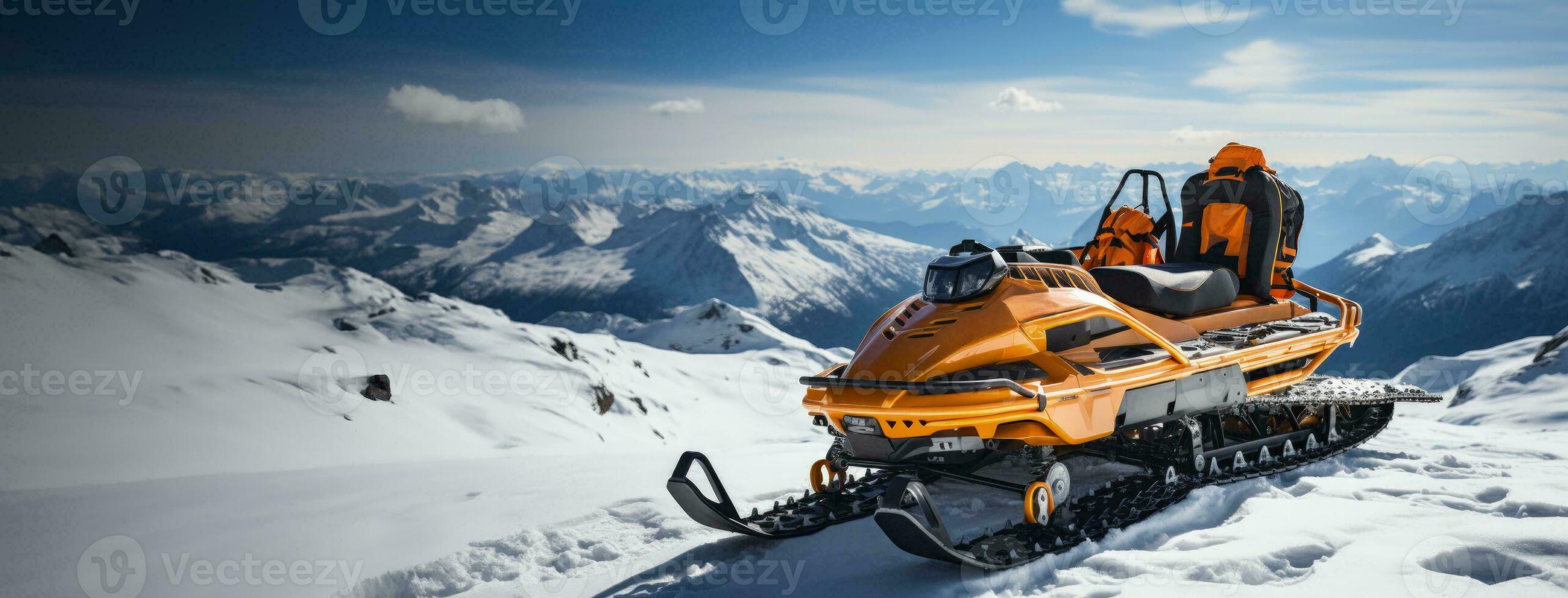 Rescue sledge prepared for alpine operation background with empty space for text photo
