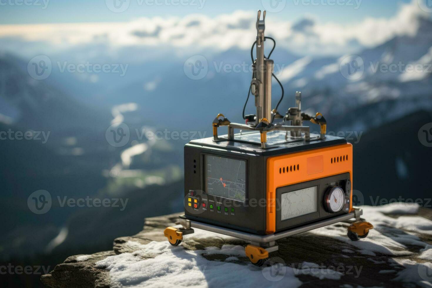 Emergency weather station used for alpine rescue operations in mountainous region photo
