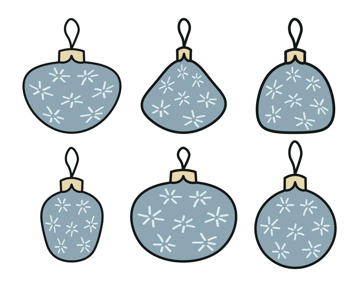 imagen de Navidad árbol adornos en diferente formas vector