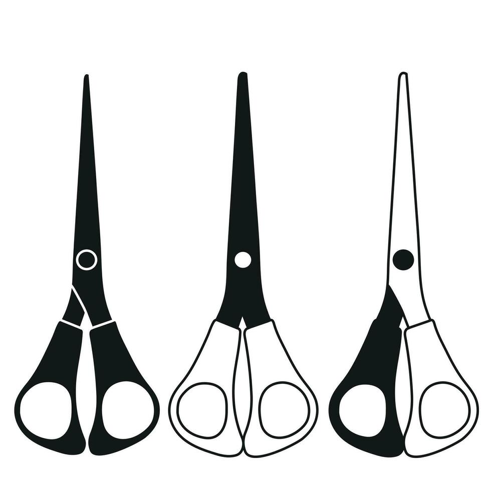 Sketch drawing of metal scissors silhouette vector