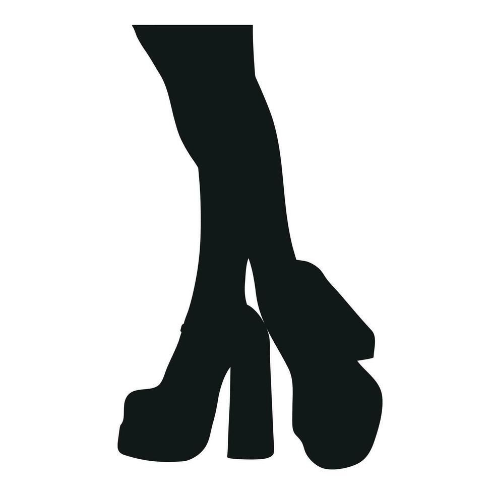 negro silueta de hembra piernas en un pose. Zapatos tacones de aguja, alto tacones caminando, de pie, correr, saltando, danza vector