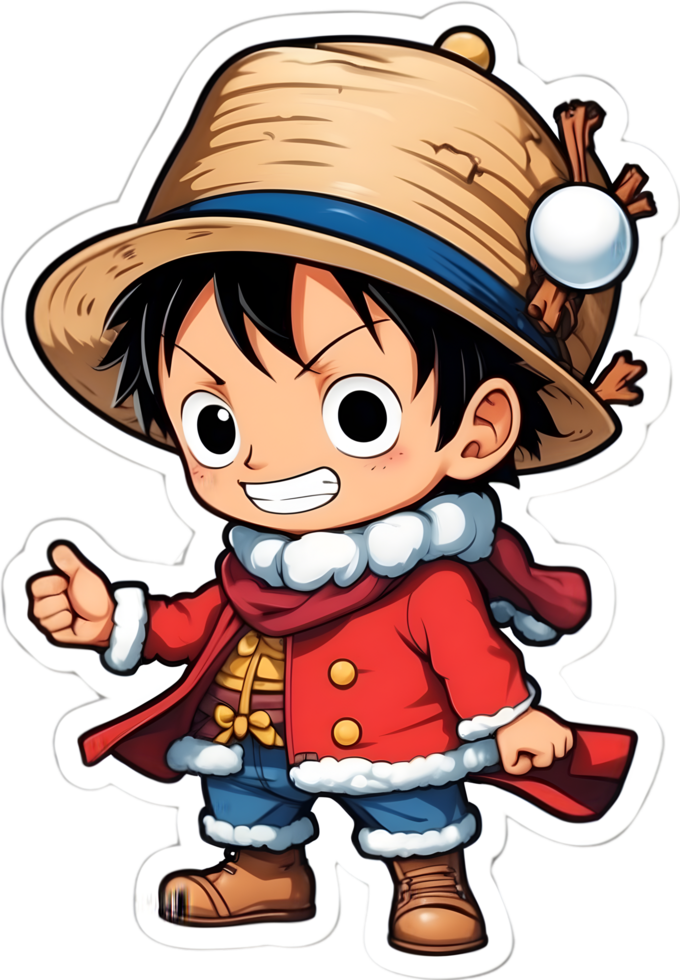 one piece sticker with a cartoon character ai generative png