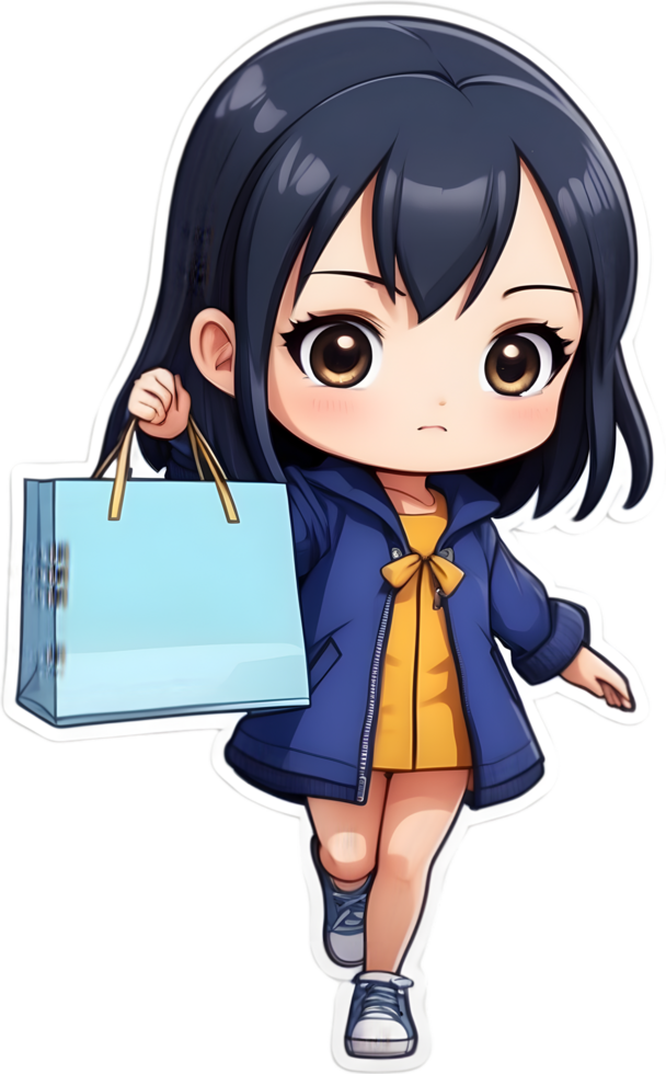cartoon anime onepiece with shopping bag  ,ai generative png