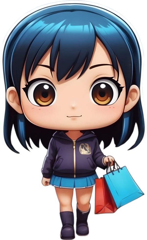 cartoon anime onepiece with shopping bag  ,ai generative png