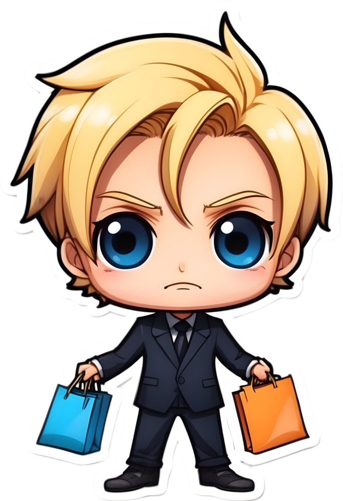 cartoon anime onepiece with shopping bag  ,ai generative png