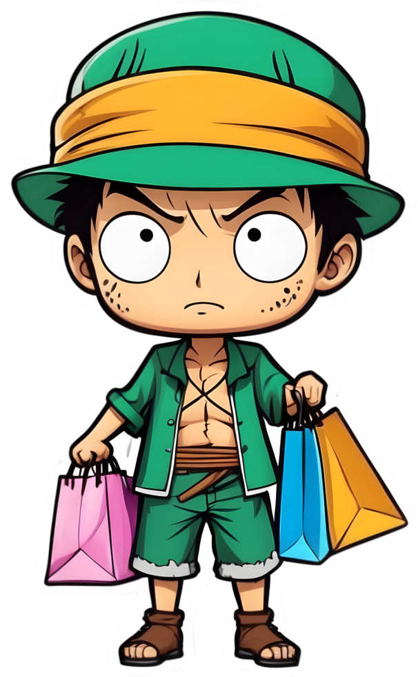 cartoon holding shopping bags clipart ai generative png